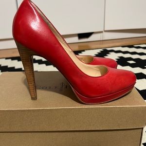 Cole Haan Nike Air Red Platform Wooden Heel Pumps